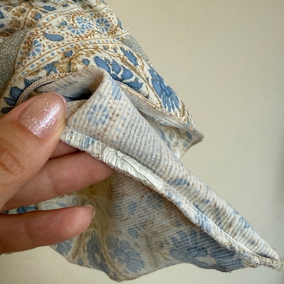 IRE Y2K Top Multicolor Neutral Floral Babydoll Wrap Top - Picture 5 of 8